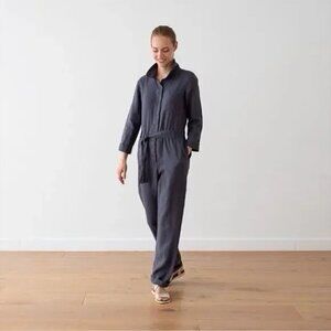 Silk Jumpsuit UNSUBSCRIBED long sleeve Blue Small NWT